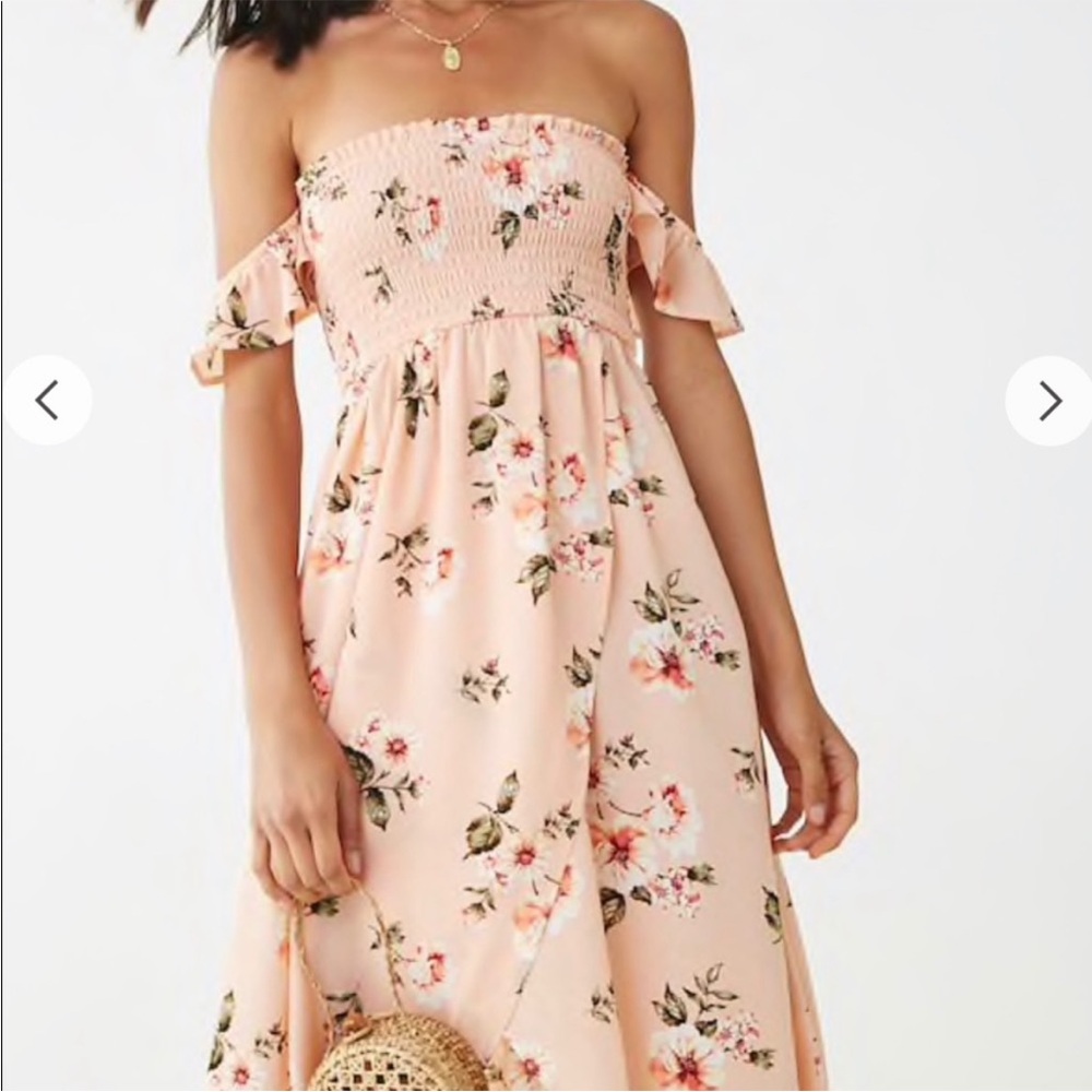 Forever 21 high low floral peach dress